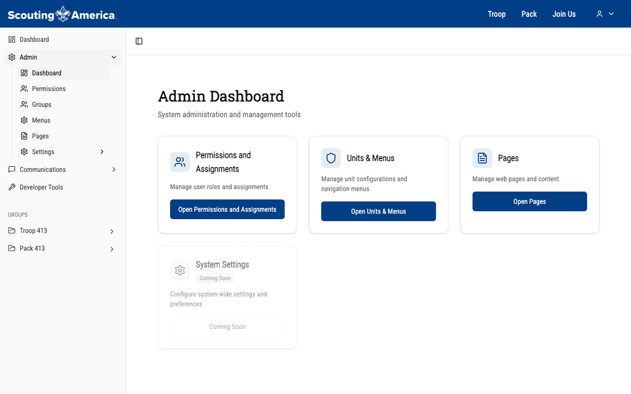 Admin hub overview
