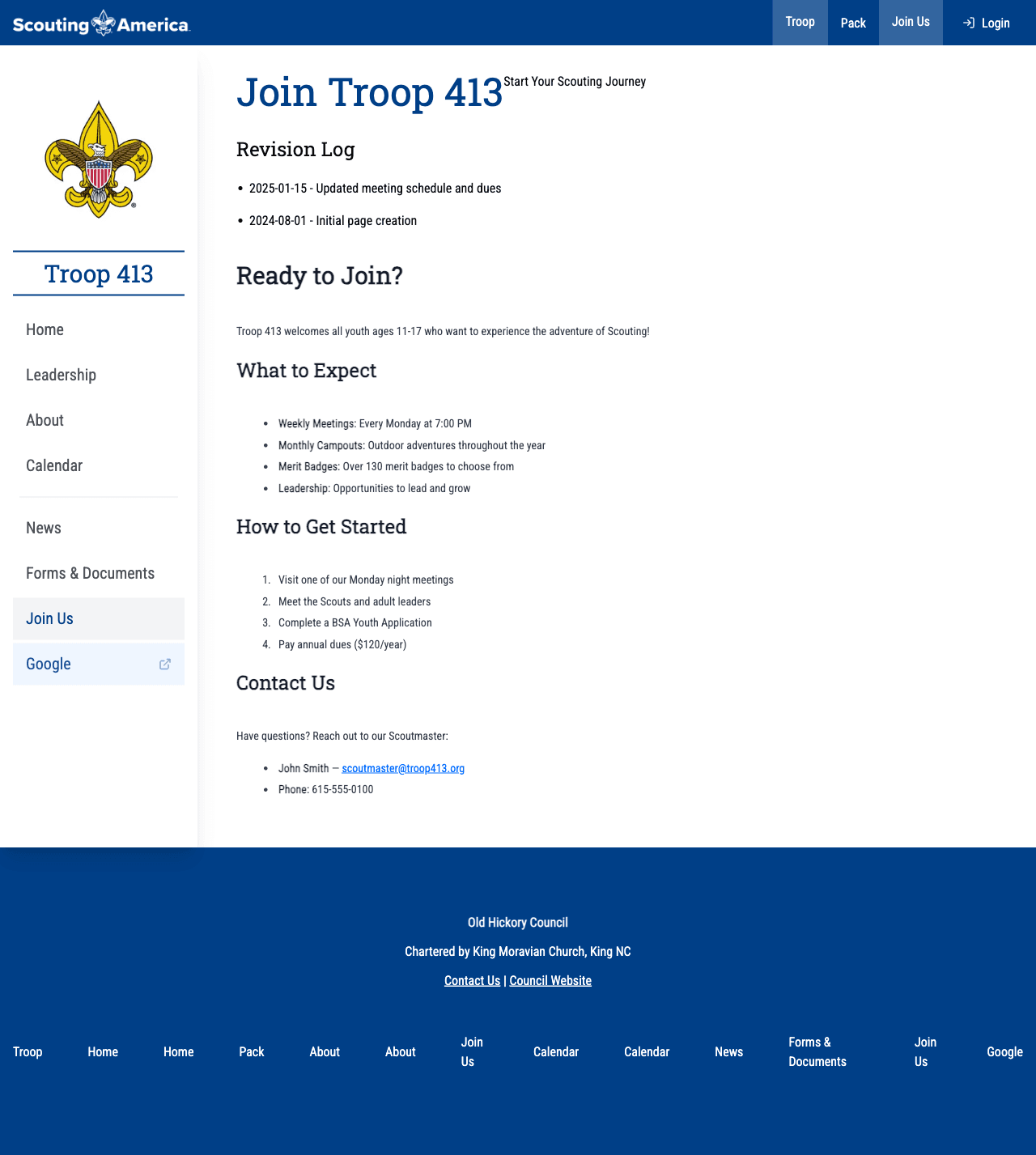 Content page template