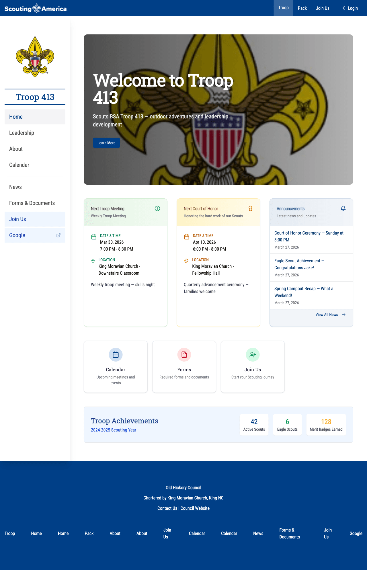 Group homepage template