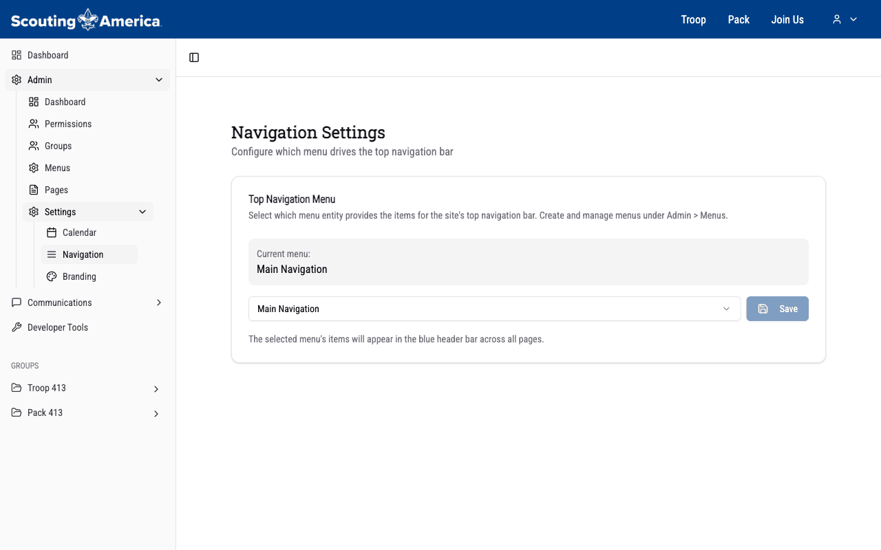 Navigation settings