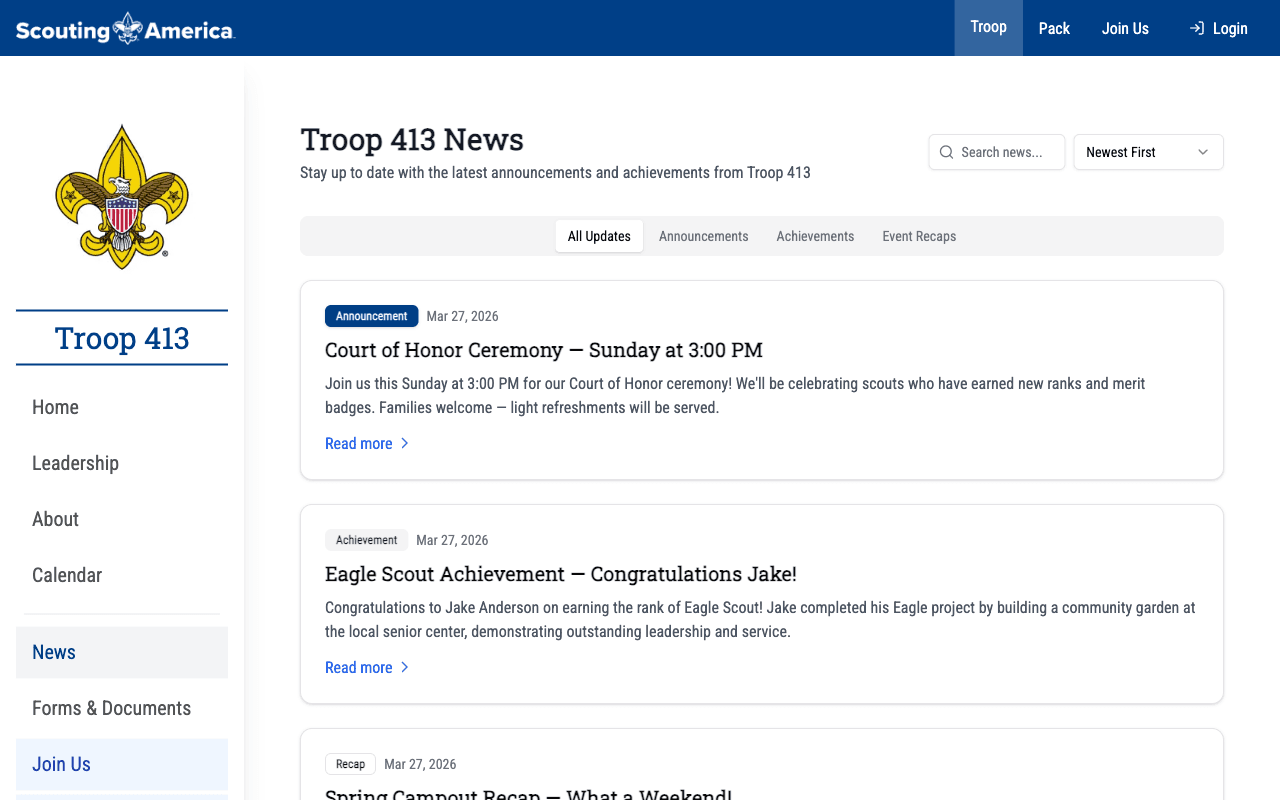 News page template